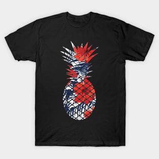 Tropical Floral Geometric Pineapple Red Blue T-Shirt